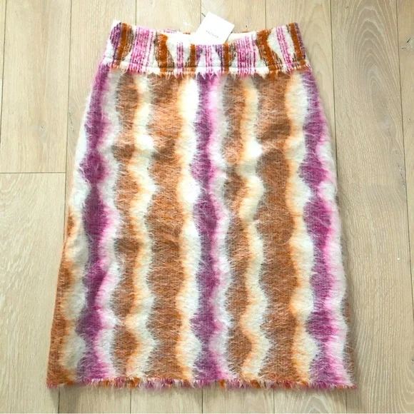 NWT Agnona Italy Cashmere Mohair Blend Striped Skirt Designer - Picture 1 of 8